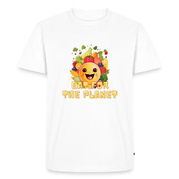 Mangez pour la planète - T-shirt Premium bio Homme - blanc - Devant - Nico (187cm)