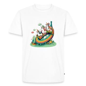 Les licornes au pays arc en ciel - T-shirt Premium bio Homme - blanc - Devant - Nico (187cm)