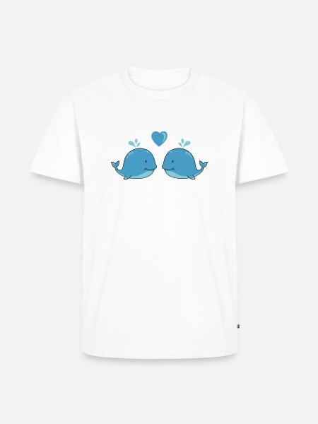 Baleines amoureuses - T-shirt Premium bio Homme - blanc