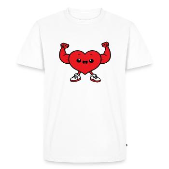 petit cœur musclé chibi mignon - T-shirt Premium bio Homme - blanc - Devant - Nico (187cm)