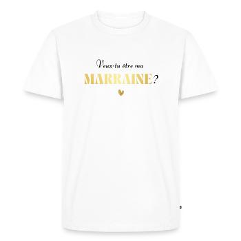 Veux-tu être ma marraine - T-shirt Premium bio Homme - blanc - Devant - Nico (187cm)