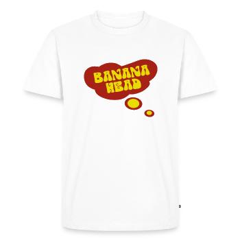 Grosse bulle de pensée rouge dans la TÊTE DE BANANE délavée - T-shirt Premium bio Homme - blanc - Devant - Nico (187cm)