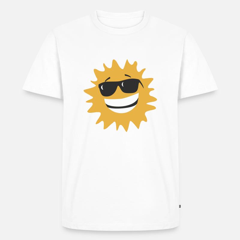 Sonne mit Brille - Männer Premium Bio T-Shirt - Weiß