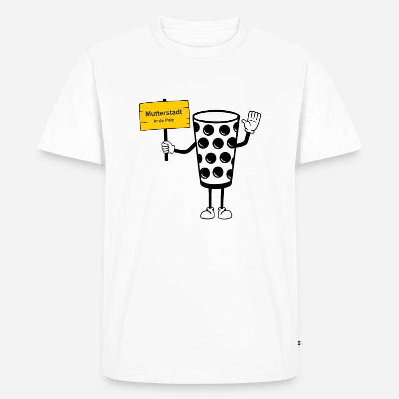 Dubbeglas mit Schild Mutterstadt - Männer Premium Bio T-Shirt - Weiß