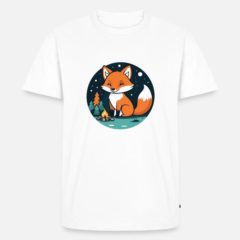 Fuchs beim Campen - Männer Premium Bio T-Shirt - Weiß