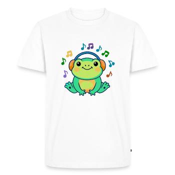 DJ Żabka – grenouille musicale - T-shirt Premium bio Homme - blanc - Devant - Nico (187cm)