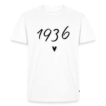 1936 coeur anniversaire - T-shirt Premium bio Homme - blanc - Devant - Nico (187cm)