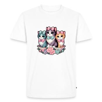 Vintage Kittens Wearing Bows - Men's Premium Organic T-Shirt - white - Front - Nico (187cm)