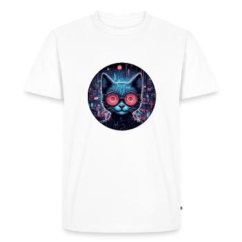 Cyber chat futuriste - T-shirt Premium bio Homme - blanc - Devant - Nico (187cm)