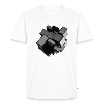cube déstructuré gris argent en perspective - T-shirt Premium bio Homme - blanc - Devant - Nico (187cm)
