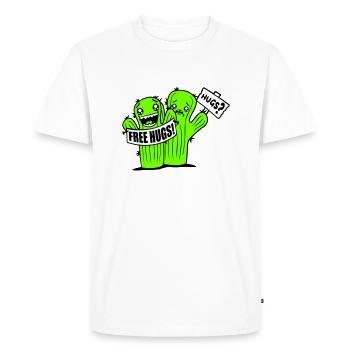 Free Hugs Cactus Hug Face Sad Shield - Men's Premium Organic T-Shirt - white - Front - Nico (187cm)