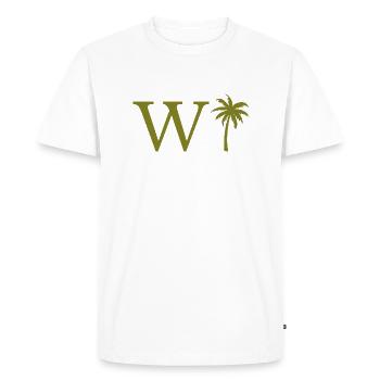 Lettre w vert Palm - T-shirt Premium bio Homme - blanc - Devant - Nico (187cm)