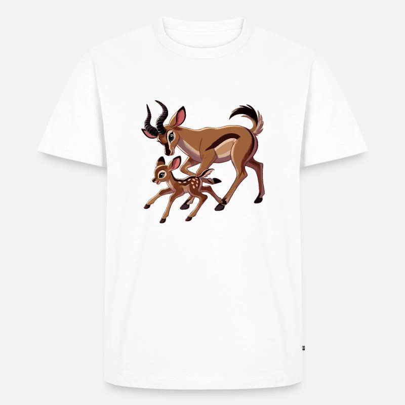 Antilopenmutter mit Jungtieren - Männer Premium Bio T-Shirt - Weiß