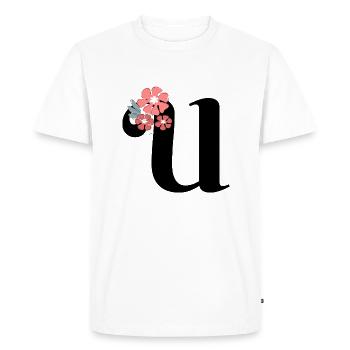 Lettre u fleurs minimalistes - T-shirt Premium bio Homme - blanc - Devant - Nico (187cm)