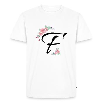 Lettre f fleurs - T-shirt Premium bio Homme - blanc - Devant - Nico (187cm)