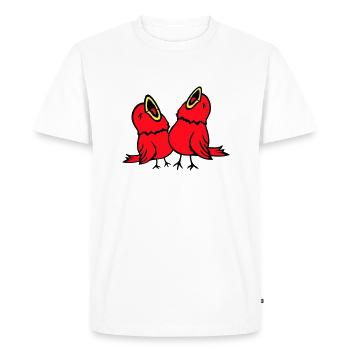 2 Budgies, Songbirds, Sparrows, Chirping Team - Men's Premium Organic T-Shirt - white - Front - Nico (187cm)