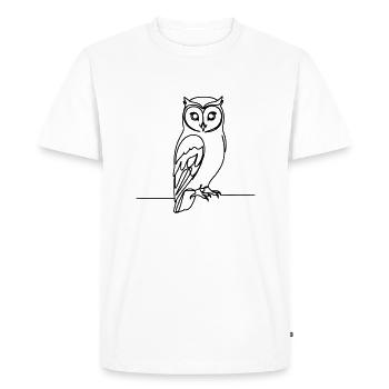 Owl Single Line - Men's Premium Organic T-Shirt - white - Front - Nico (187cm)