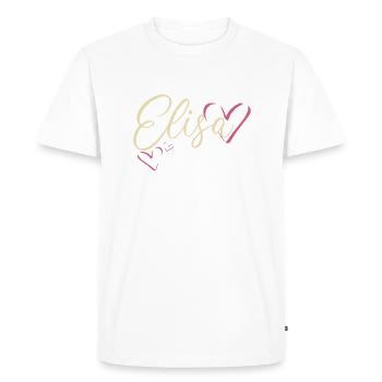 Elisa Nom Prénom Calligraphie Coeur - T-shirt Premium bio Homme - blanc - Devant - Nico (187cm)