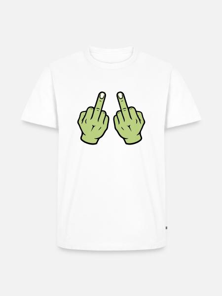Middle Finger Hand - Men's Premium Organic T-Shirt - white