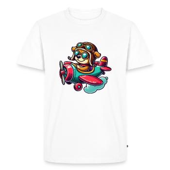 Dog Pilot - Men's Premium Organic T-Shirt - white - Front - Nico (187cm)
