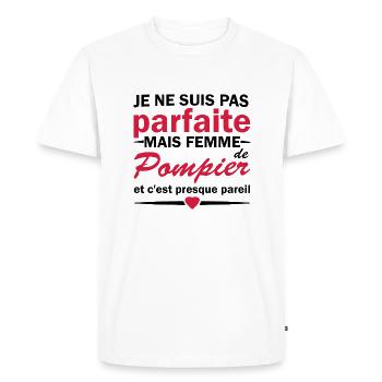 pas parfaite mais femme de pompier - T-shirt Premium bio Homme - blanc - Devant - Nico (187cm)