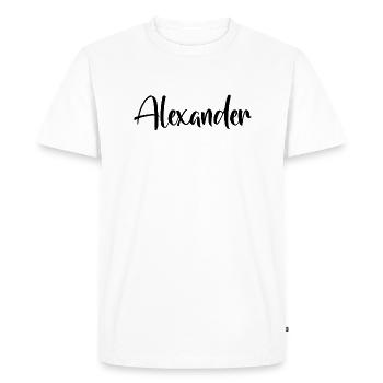 Prénom - Alexander - T-shirt Premium bio Homme - blanc - Devant - Nico (187cm)