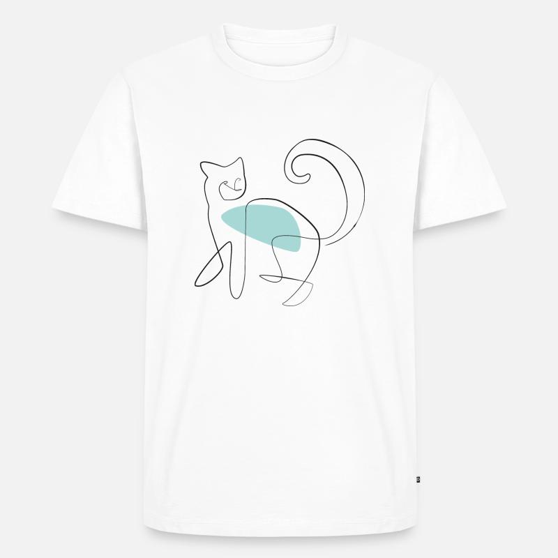 OneLine Art. Katze - Männer Premium Bio T-Shirt - Weiß