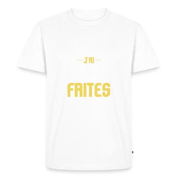 J'peux pas j'ai moules frites chti cadeau humour - T-shirt Premium bio Homme - blanc - Devant - Nico (187cm)