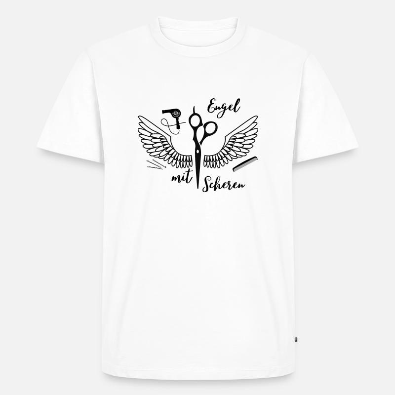 Engel mit Scheren - Männer Premium Bio T-Shirt - Weiß
