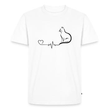 Heartbeat Cat Your heart beats for cats - Men's Premium Organic T-Shirt - white - Front - Nico (187cm)