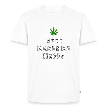 l’herbe me rend heureux cannabis marijuana - T-shirt Premium bio Homme - blanc - Devant - Nico (187cm)