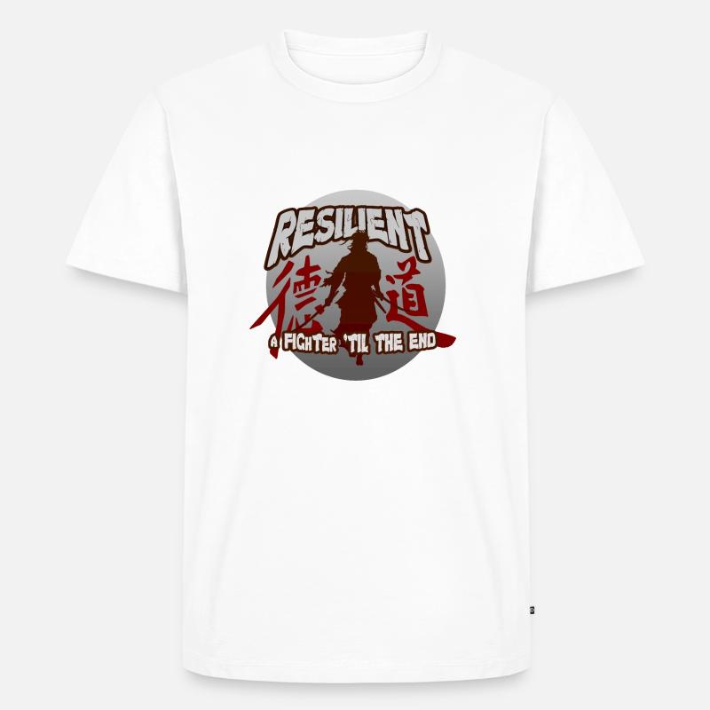 Resilient - Samurai Warrior Thema - Männer Premium Bio T-Shirt - Weiß