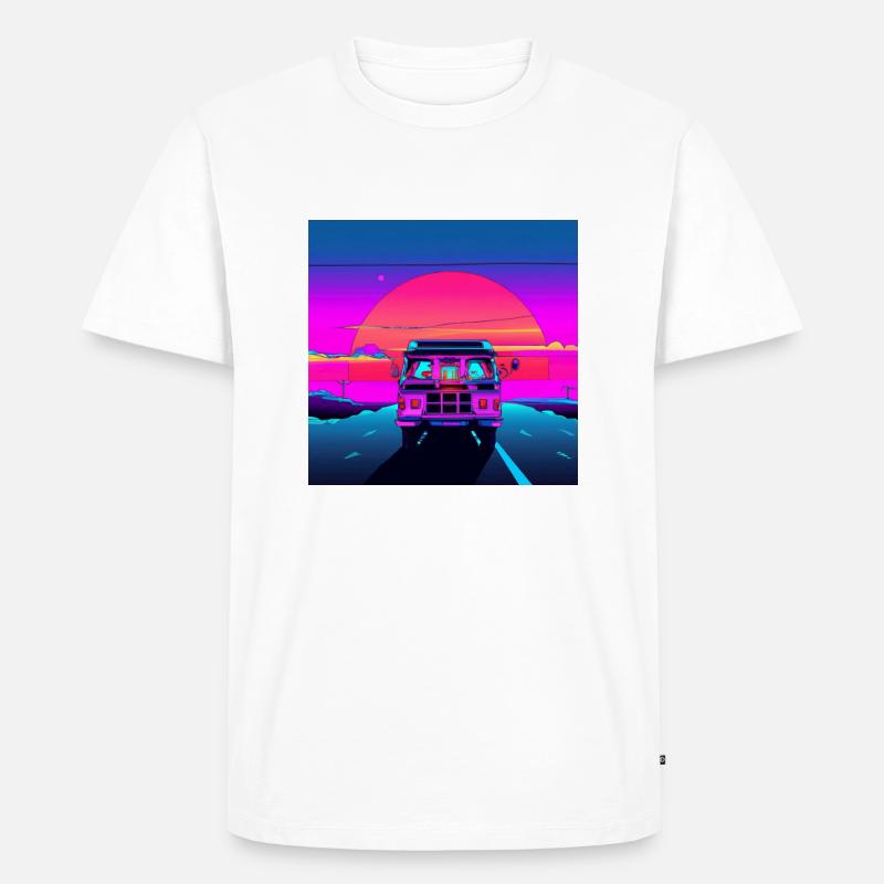 Van 80s Synthwave Sunset Miami - Männer Premium Bio T-Shirt - Weiß
