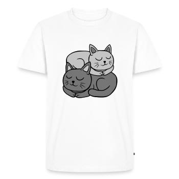 2 cats sleep on each other - Men's Premium Organic T-Shirt - white - Front - Nico (187cm)