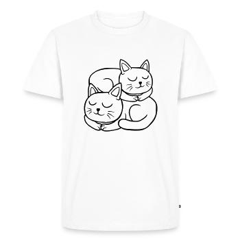 Cats sleeping on each other Couple - Men's Premium Organic T-Shirt - white - Front - Nico (187cm)