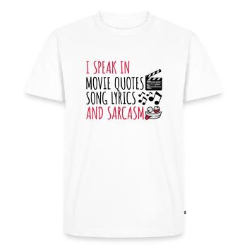 speak lyrics and sarcasm - Men's Premium Organic T-Shirt - white - Front - Nico (187cm)