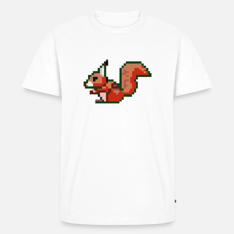 Eichhörnchen Pixel Art Geschenkidee - Männer Premium Bio T-Shirt - Weiß