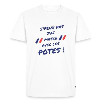 J'peux pas j'ai match avec les potes - T-shirt Premium bio Homme - blanc - Devant - Nico (187cm)