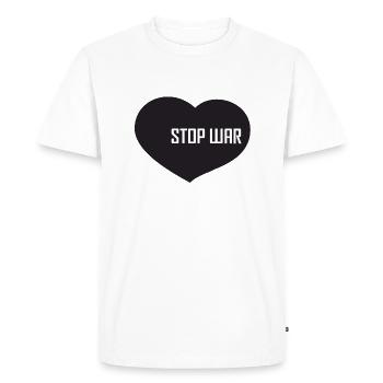 Cœur Noir - Arrêtez la guerre - T-shirt Premium bio Homme - blanc - Devant - Nico (187cm)