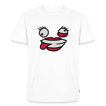 Visage comique féminin fou - T-shirt Premium bio Homme - blanc - Devant - Nico (187cm)