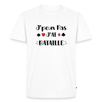 J'peux pas j'ai bataille - T-shirt Premium bio Homme - blanc - Devant - Nico (187cm)