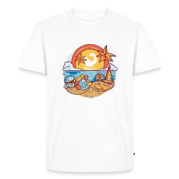 Les jeux de bords de mer - T-shirt Premium bio Homme - blanc - Devant - Nico (187cm)