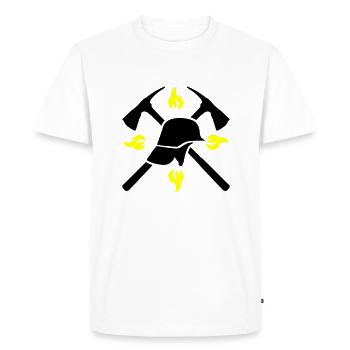 Firefighter Helmet Axe 2 - Men's Premium Organic T-Shirt - white - Front - Nico (187cm)