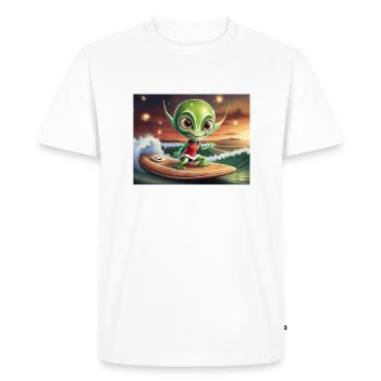 mignon petit vert rétro vintage alien surf - T-shirt Premium bio Homme - blanc - Devant - Nico (187cm)