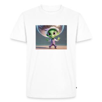 cute little green retro vintage alien dancing - Men's Premium Organic T-Shirt - white - Front - Nico (187cm)