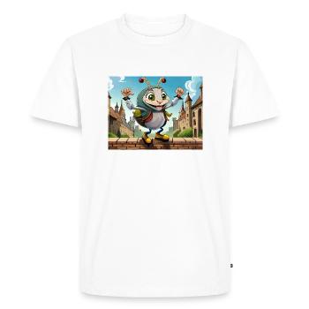 Sur le mur à l’affût Auf der Mauer - T-shirt Premium bio Homme - blanc - Devant - Nico (187cm)