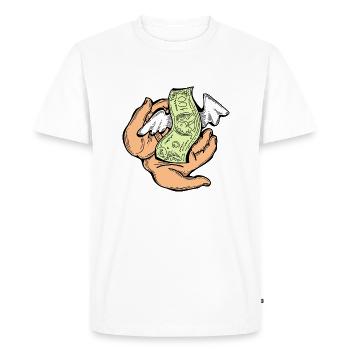Big money flying to you for wealth and prosperity. - Men's Premium Organic T-Shirt - white - Front - Nico (187cm)