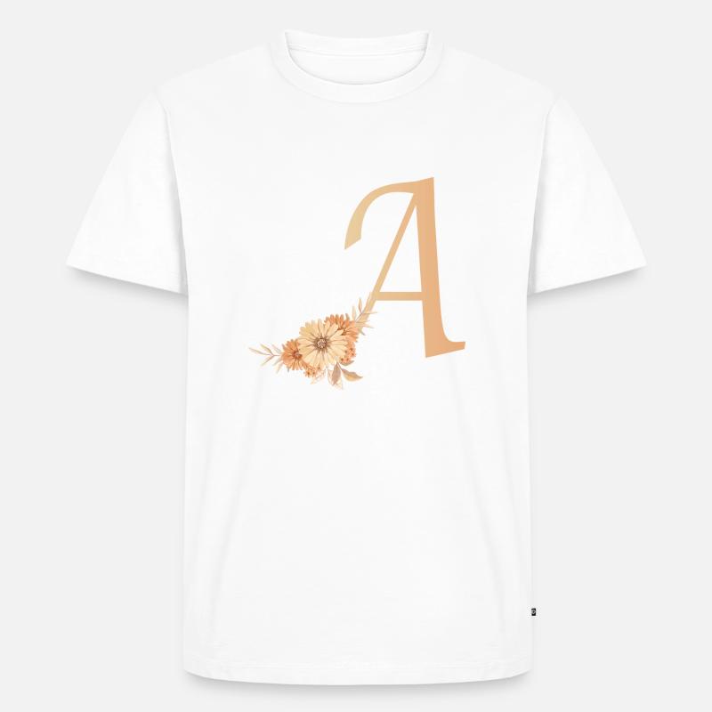Buchstabe A mit Blumen - Männer Premium Bio T-Shirt - Weiß