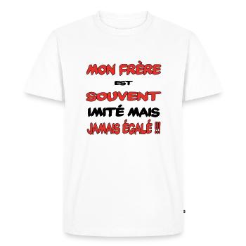My brother often imitated - Men's Premium Organic T-Shirt - white - Front - Nico (187cm)