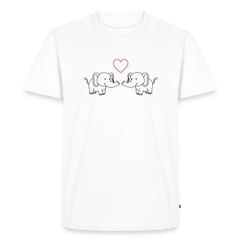 Éléphants amoureux - T-shirt Premium bio Homme - blanc - Devant - Nico (187cm)